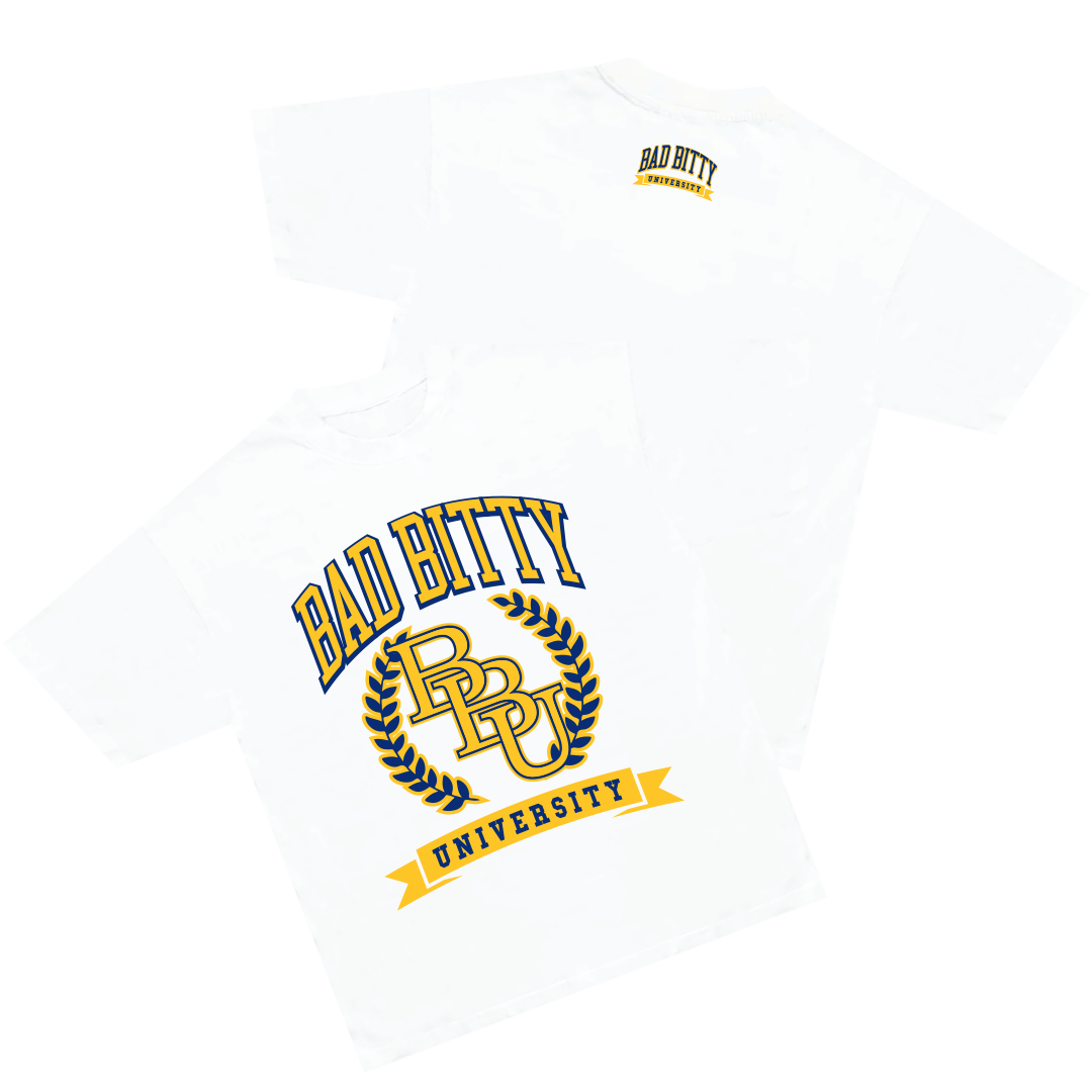YELLOW/BLUE BAD BITTY UNIVERSITY TEE